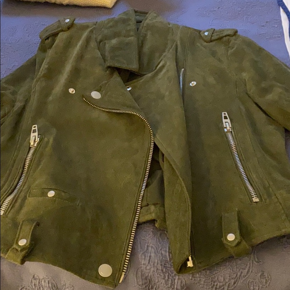 Green Suede Moto Jacket